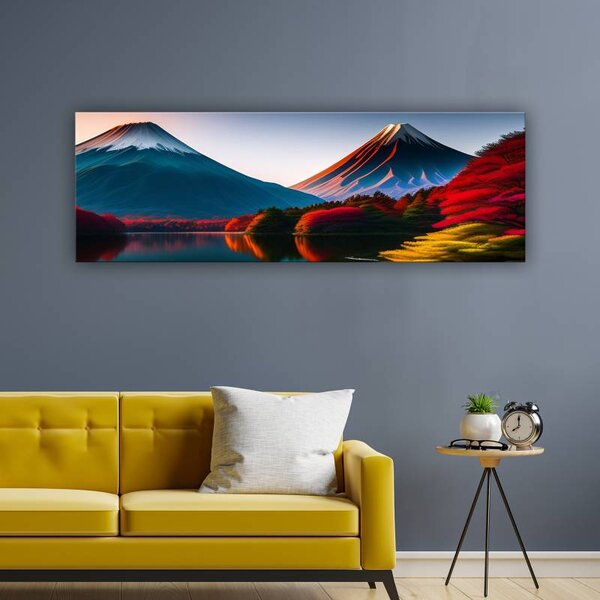 70x40 cm - Hegyek és színes növények vászonkép