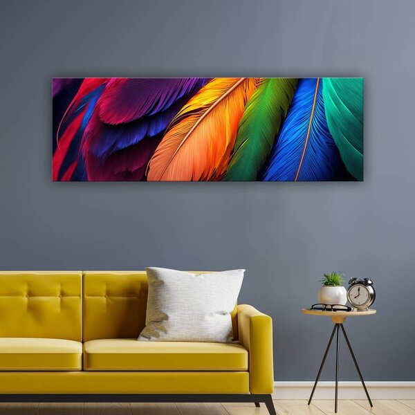 70x40 cm - Élénk színű tollak vászonkép
