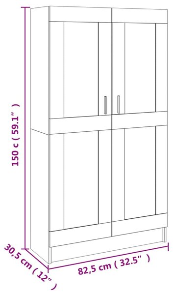 Betonszürke szerelt fa könyvszekrény 82,5 x 30,5 x 150 cm