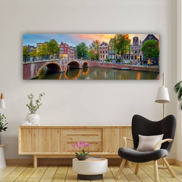 70x40 cm - Amszterdam - híd a csatornán vászonkép