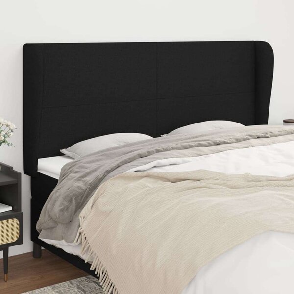 VIDAXL Fekete Szövet Fejtámla Szárnyakkal - 203x23x118/128 cm