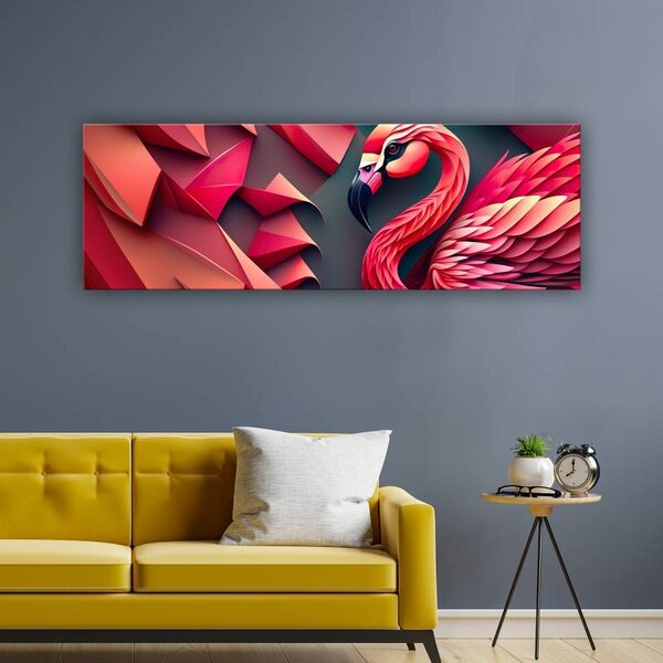 70x40 cm - Absztrakt piros flamingó vászonkép