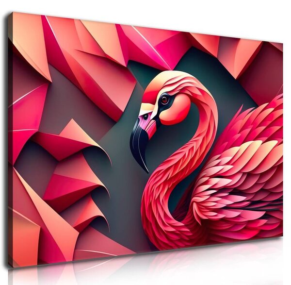 70x40 cm - Absztrakt piros flamingó vászonkép