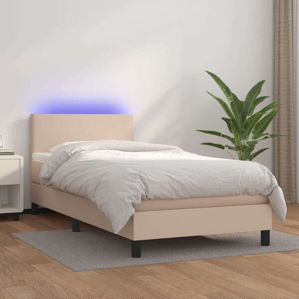 VidaXL LED-es Ágy - Műbőr - 90x200 cm