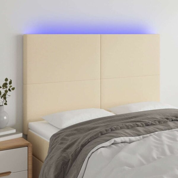 VidaXL krémszínű szövet LED-es fejtámla 144x5x118/128 cm