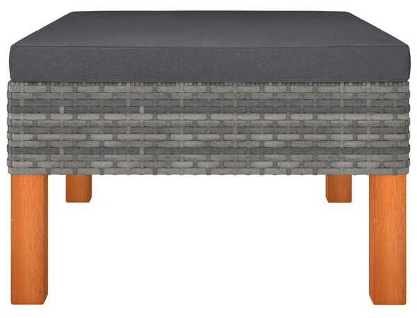 Polyrattan és tömör eukaliptuszfa lábzsámoly