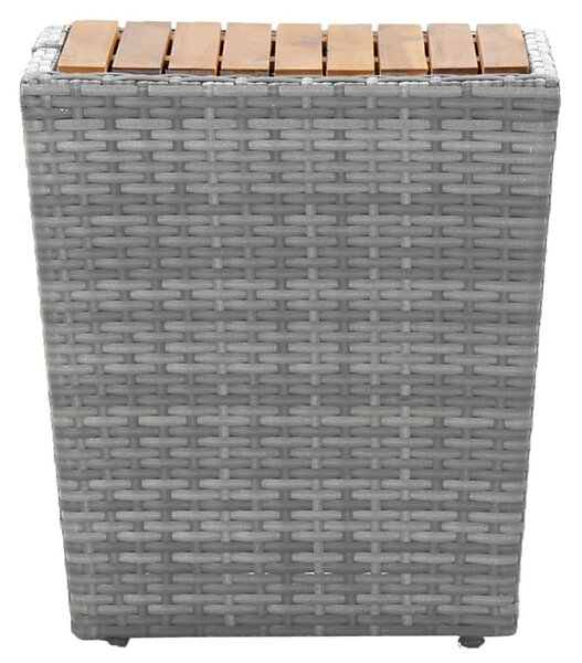 5 részes szürke polyrattan és tömör akácfa kerti bisztrószett