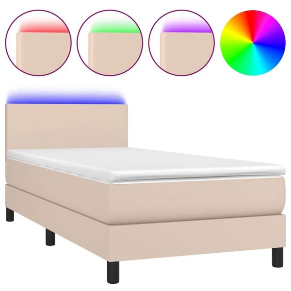 VidaXL LED-es Ágy - Műbőr - 90x200 cm
