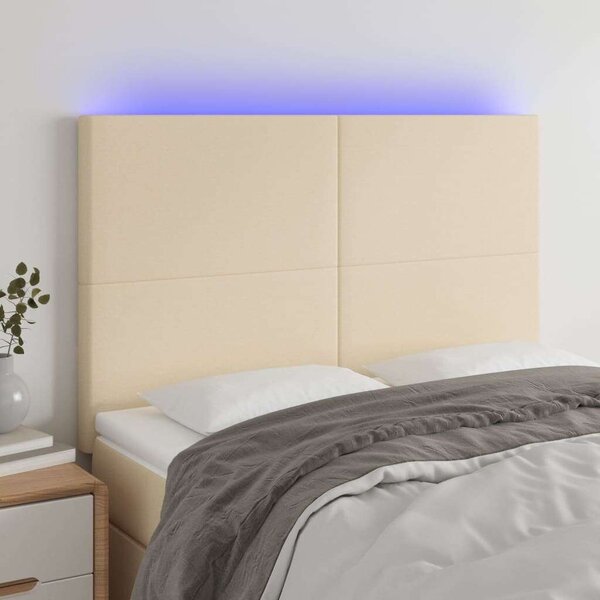 VidaXL krémszínű szövet LED-es fejtámla 144x5x118/128 cm