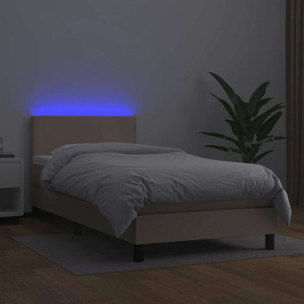 VidaXL LED-es Ágy - Műbőr - 90x200 cm