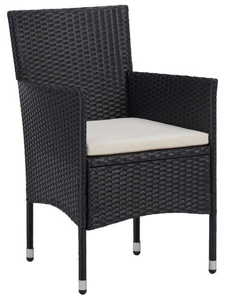 3 részes fekete polyrattan kerti étkezőgarnitúra