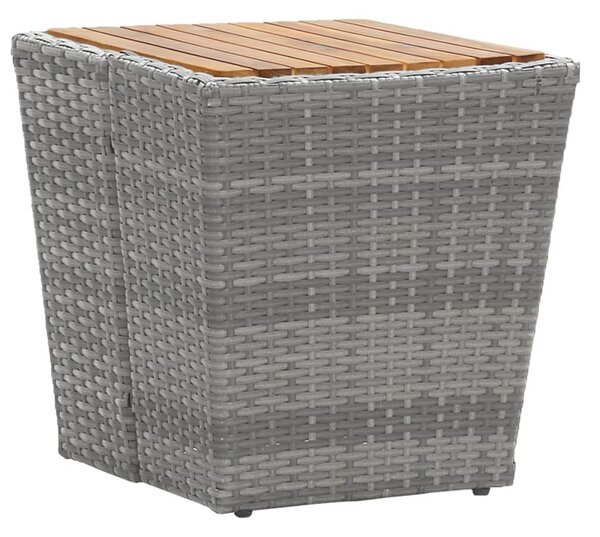 5 részes szürke polyrattan és tömör akácfa kerti bisztrószett