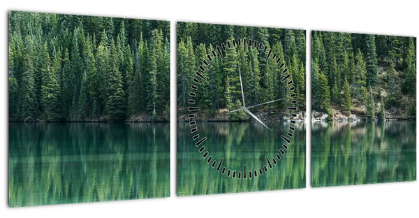 Kép - Tűlevelű a tónál (órával) (90x30 cm)