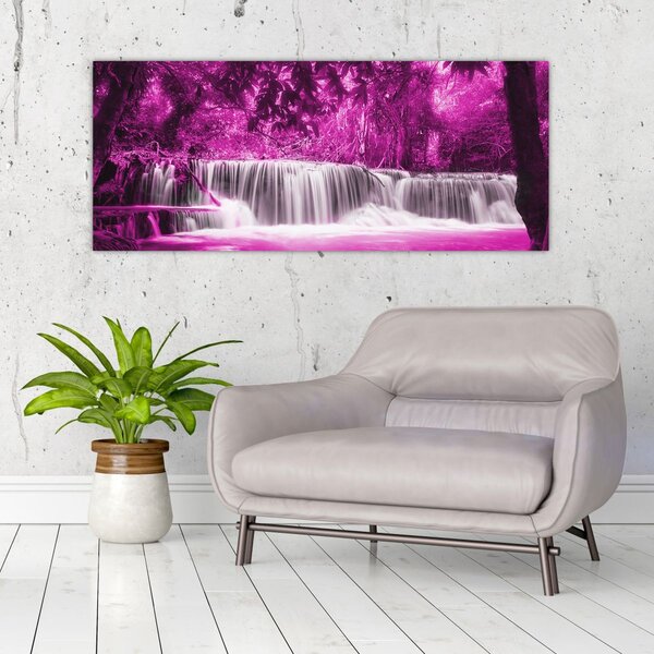Kép - Vízesés, lila (120x50 cm)