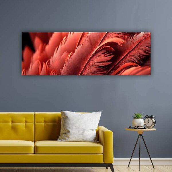 70x40 cm - Korall vörös tollpihék vászonkép