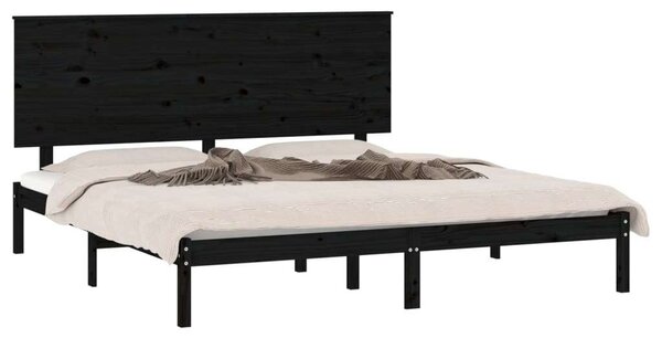 VidaXL Fekete Tömör Fenyőfa Ágykeret - 200x200 cm