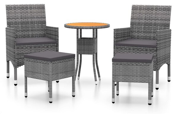 5 részes szürke polyrattan kerti ülőgarnitúra