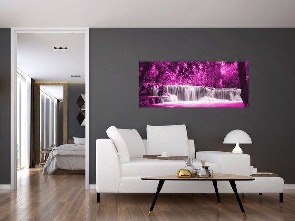 Kép - Vízesés, lila (120x50 cm)