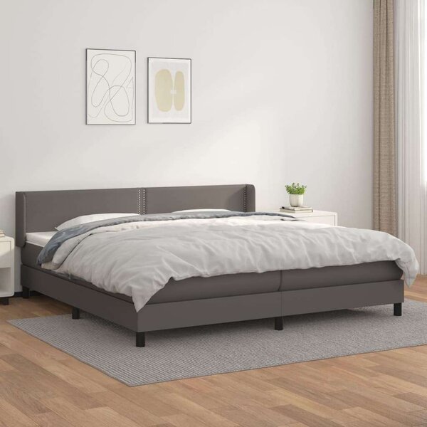VidaXL Szürke Műbőr Ágy Matraccal - 200x200 cm