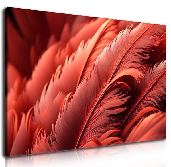 70x40 cm - Korall vörös tollpihék vászonkép