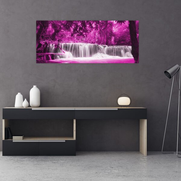 Kép - Vízesés, lila (120x50 cm)