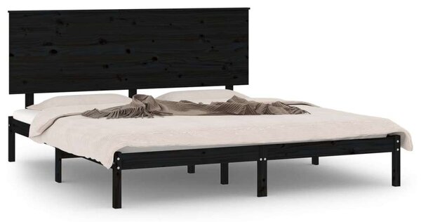 VidaXL Fekete Tömör Fenyőfa Ágykeret - 200x200 cm