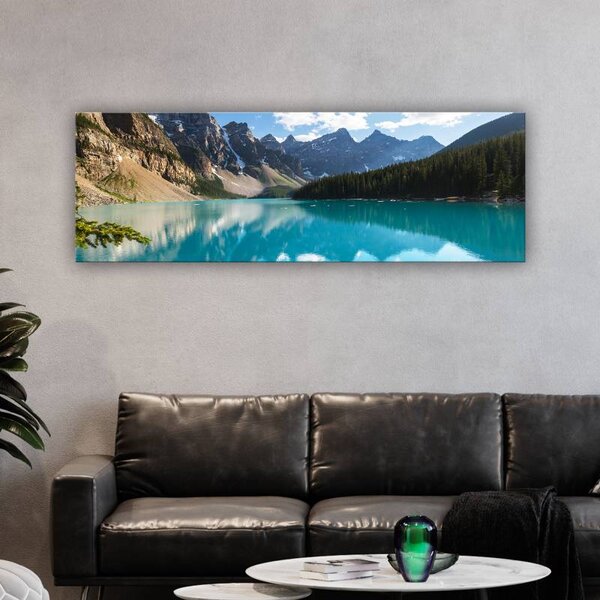 70x40 cm - Türkiz kék kristály hegyi tó vászonkép