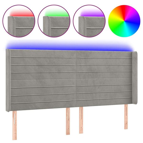 VidaXL Bársony Ágytámlá - LED-es - 163x16x118/128cm
