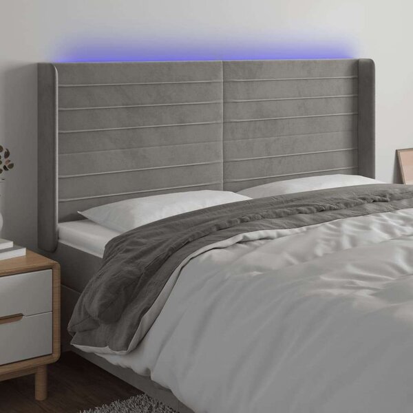 VidaXL Bársony Ágytámlá - LED-es - 163x16x118/128cm