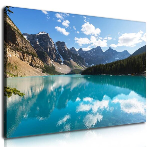 70x40 cm - Türkiz kék kristály hegyi tó vászonkép