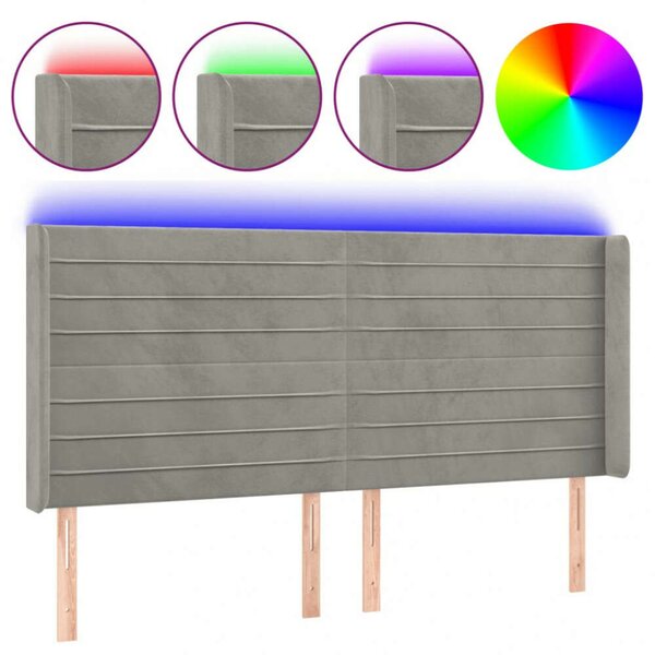 VidaXL Bársony Ágytámlá - LED-es - 163x16x118/128cm