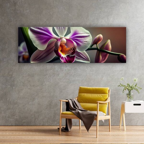 70x40 cm - Lila fehér orchidea szirmok vászonkép