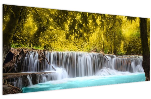 Kép - Vízesés, élénk színekkel (120x50 cm)
