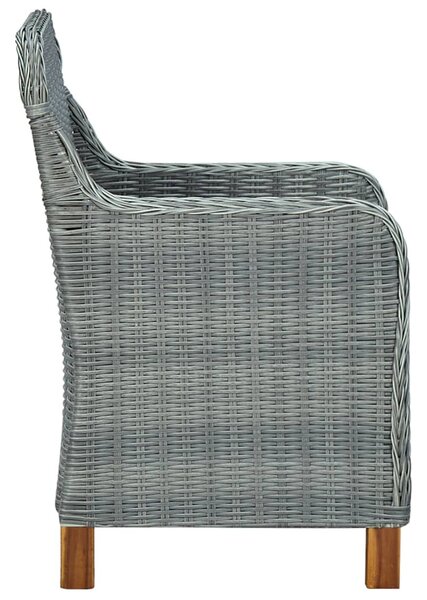 2 db világosszürke polyrattan kerti szék párnával