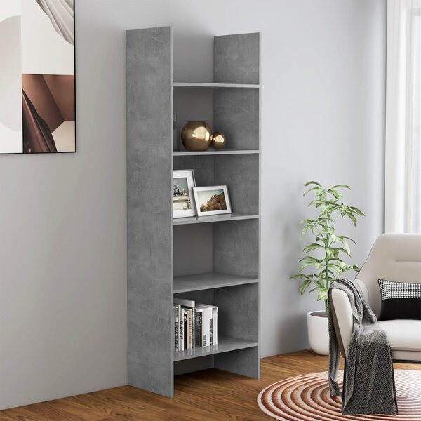 Betonszürke szerelt fa könyvszekrény 60 x 35 x 180 cm