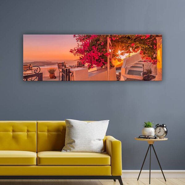 70x40 cm - A naplemente színei a görög teraszról vászonkép