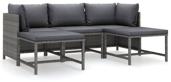 5 részes szürke polyrattan kerti ülőgarnitúra párnákkal