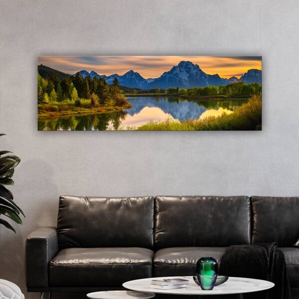 70x40 cm - Tó fák és hegyek vászonkép