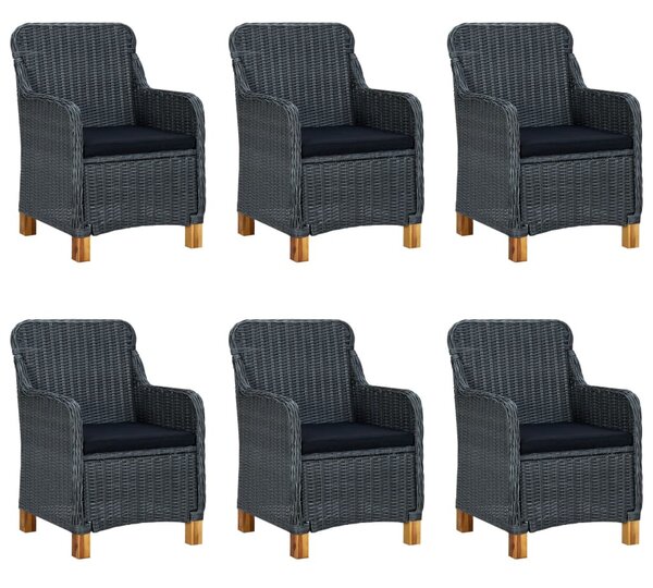 9 részes sötétszürke polyrattan kültéri étkezőszett párnákkal