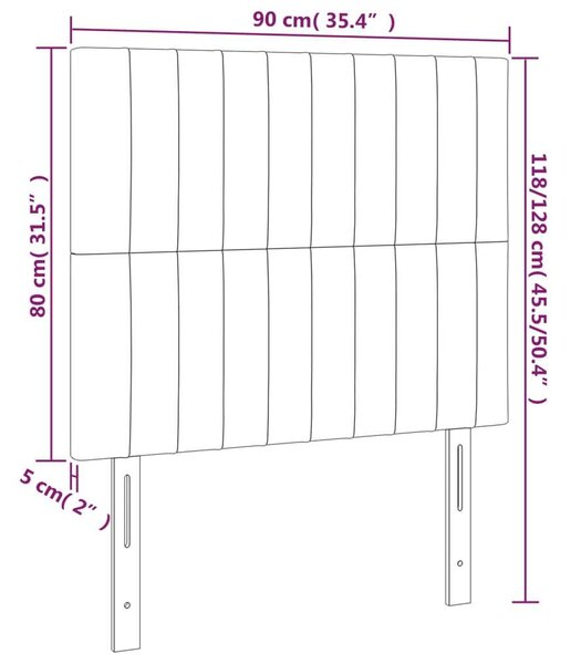 VidaXL tópszínű szövet LED-es fejtámla 90x5x118/128 cm