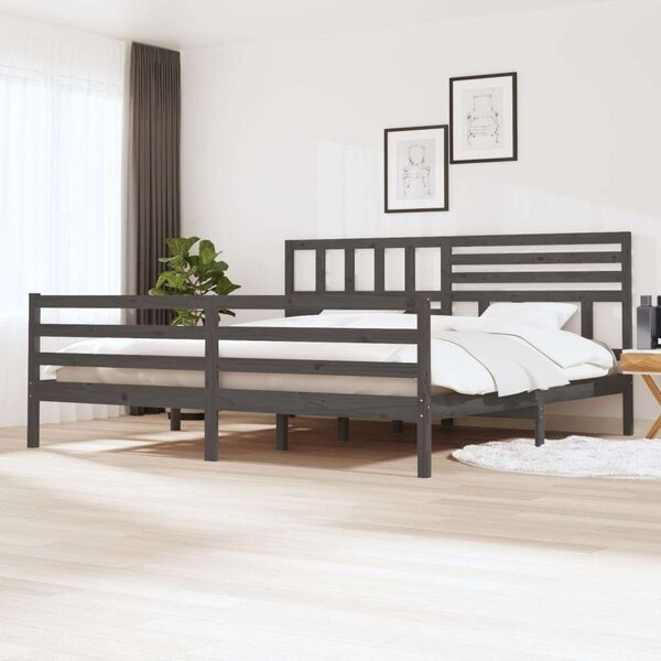 VidaXL Tömörfa Ágykeret - Szürke - 200x200 cm