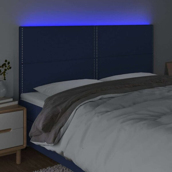 VidaXL kék szövet LED-es fejtámla 180x5x118/128 cm