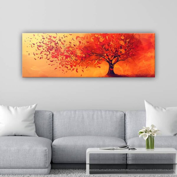 70x40 cm - Őszi vörös levelek illusztráció vászonkép