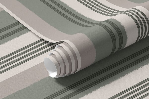 Tapéta Széles zöld és krém színű csíkok, Tapétá geometria, Tapétá geometria csíkok, a01248 : Uwalls.hu