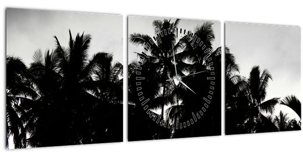 A fekete-fehér pálmafák képe (órával) (90x30 cm)