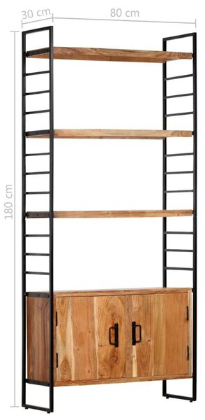 VidaXL Akácfa Könyvespolc - Ipari Stílus - 80x30x180 cm