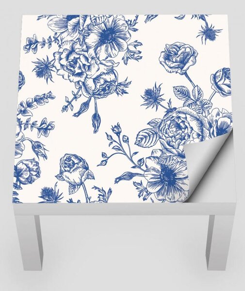 IKEA LACK asztal bútormatrica - kék virágcsokor