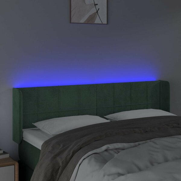 VidaXL Bársony Fejtámla LED - Sötétzöld - 147cm
