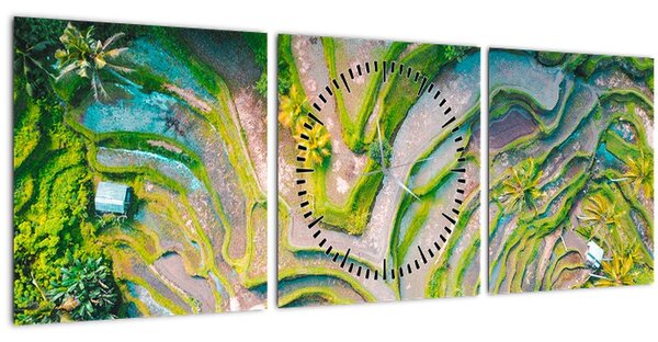 A rizsföldek képe madártávlatból (órával) (90x30 cm)
