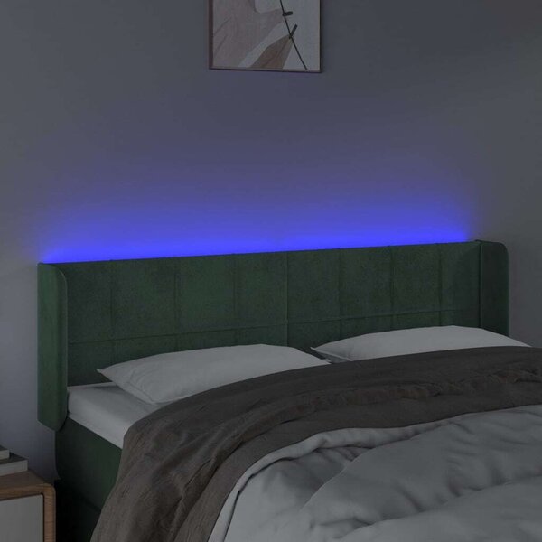 VidaXL Bársony Fejtámla LED - Sötétzöld - 147cm